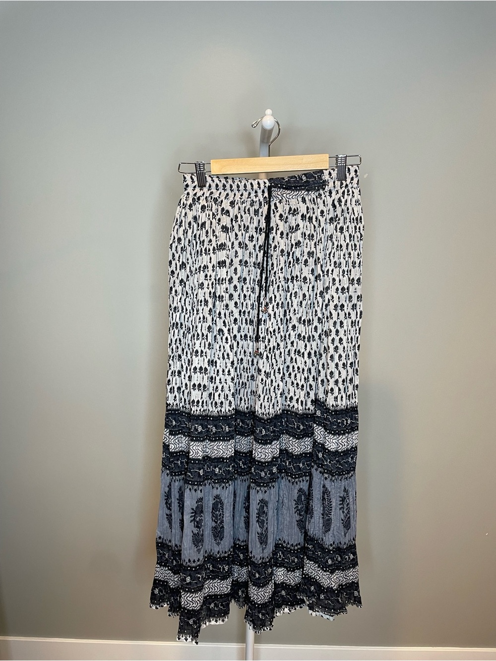 The Magic Scarf Company Boho Printed Maxi Skirt w Drawstring Waist - Free Size